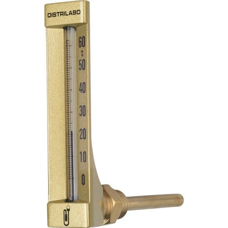 Thermomètre coudé boîtier aluminium pour plancher chauffant - 100 mm - Distrilabo (1/2)