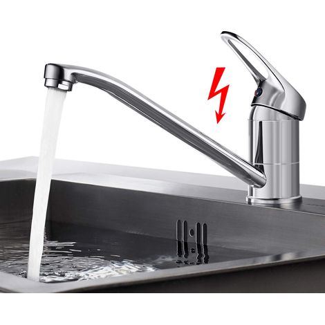 Robinet de cuisine basse pression avec 3 raccords pour chaudière, rotatif à 360°, basse pression en laiton chromé, mitigeur monocommande pour cuisine (1/5)