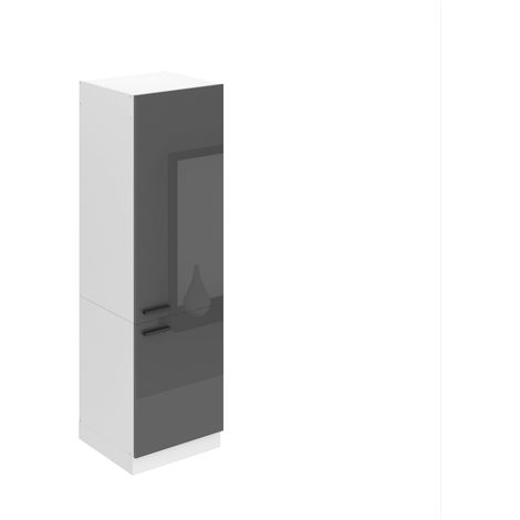 BELINI Meuble de Rangement pour Micro-Onde I Armoire de Cuisine avec 2 Portes I Meuble Cuisine 57,6 x 60 x 204 cm I Etagere Micro Ondes Couleur: Argent très Brillant (1/4)