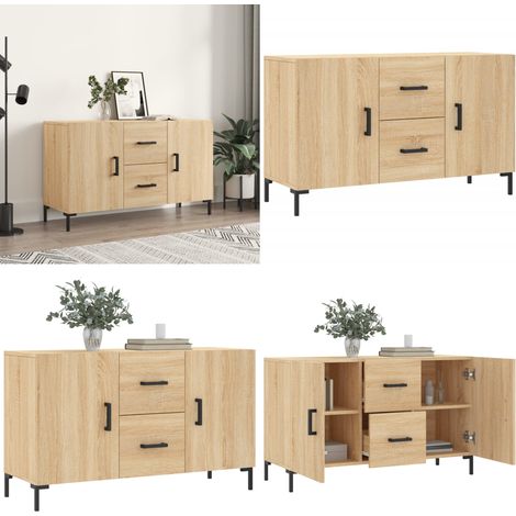 Sideboard Sonoma-Eiche 100x36x60 cm Holzwerkstoff - Holzwerkstoff - Metallbeine (1/5)