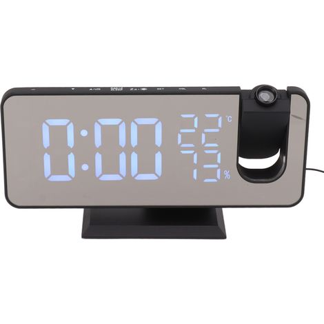 Radio FM, radio-réveil numérique intelligent à LED, affichage LED, pour la chambre ou la table de chevet, boîtier noir, chiffres noirs (1/5)