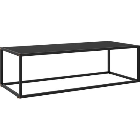 Mesa de centro de diseño moderno y contemporáneo con cristal templado y acero negro 120 x 50 x 35 cm DEC039879