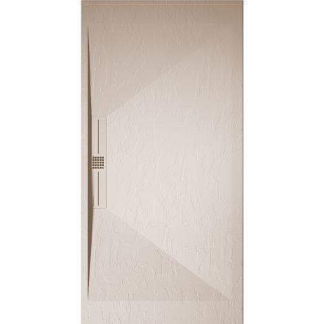 Mineralguss-Duschwanne extra flach EDIS Schieferoptik BEIGE 80x120 cm (1/5)
