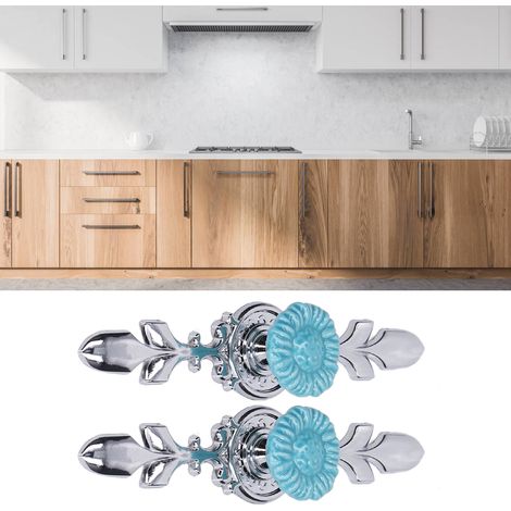 2 Sets/zu verkaufen: Küchenschubladen- und Schrankgriffe im europäischen Stil, rund, pastoralblau, modern minimalistisch, Einlochgriff, Sonnenblumen-Design 1088D. (1/5)