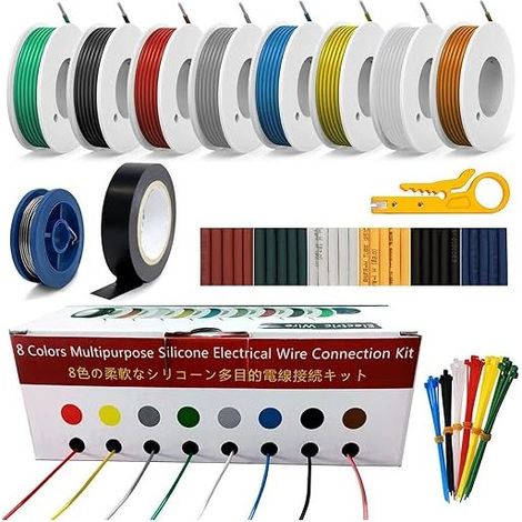 18AWG Electrical Wire Kit Stranded Tinned Copper Stranded Silicone Wire Wiring for Lamps, Batteries, Home Appliance Wiring (1/5)