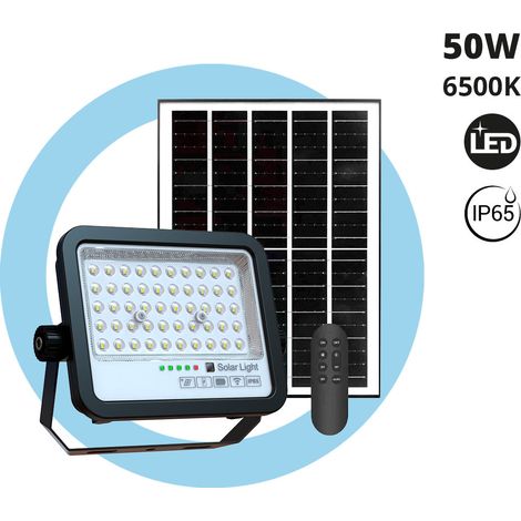 Proyector Solar Con Panel Y Mando A Distancia - 50W - 6500K