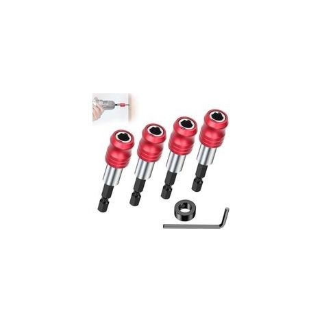 Porte Embout Magnetique,1/4" 60mm Porte Embout Visseuse a choc,4 Pièces Hex Tige Porte-embout de Tournevis Magnétique,Magnétique Extension de Vissage,Tournevis Rallonge Tige Hexagonal