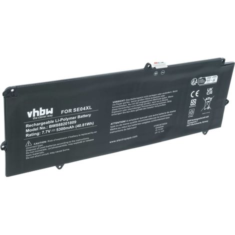 vhbw Akku kompatibel mit HP Pro X2 612 G2 (1LA51UT), X2 612 G2 (1LQ22LA), X2 612 G2 (1KZ50PA) Notebook (5300 mAh, 7,7 V, Li-Polymer) (1/5)