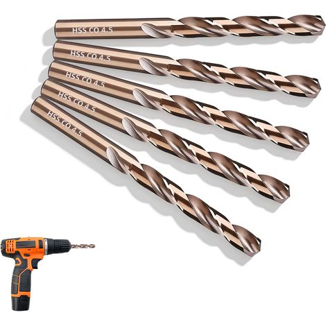Foret Métal 2mm - Lot de 5 Forets en Cobalt 8% pour l'Acier Inoxydable et les Métaux Durs, pour les Travaux de Perçage (1/5)