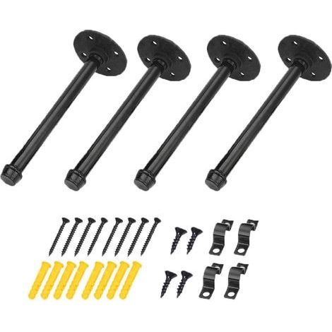 Lot de 4 Equerre Etagere Industrielle Support d'étagère Mural 30cm Supports Plateaux Rétro en Métal avec Vis Tablette Mural Crochets de Suspension pour Déco Salon Cuisine Salle De Bai (1/4)