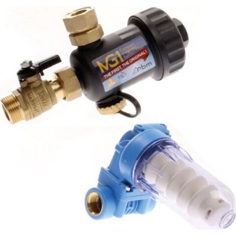 RBM - KIT MG1 DEFANGATORE MAGNETICO + DOSATORE POLIFOSFATI 1/2 NERO CON BY-PASS 3711.00.10 (1/2)