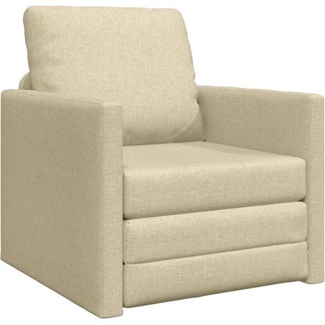 vidaXL Divano Letto con cuscino Crema 74 x 77 x 81 cm Tessuto (1/5)