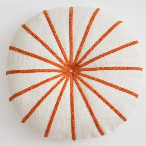 Cojín redondo con forma de calabaza de 40 cm, cojines de suelo a rayas para sofá, sillón, cama, silla, suelo, decoración de salón (naranja) (1/5)