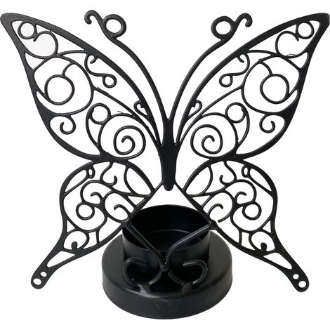 Signes Grimalt Portavelas Decoracion  Portavelas Mariposa Jarrones Y Portavelas Negro 6x13x13cm 34864