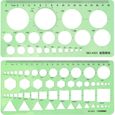 2PCS Normographe, Gabarit Cercle, Règle Géométrique, Pochoir Dessin, Outil Étudiant