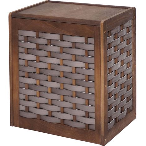 Cesto para la ropa sucia bolsa para la colada extraíble de madera maciza aspecto desgastado 61x51x35cm marrón 040003775