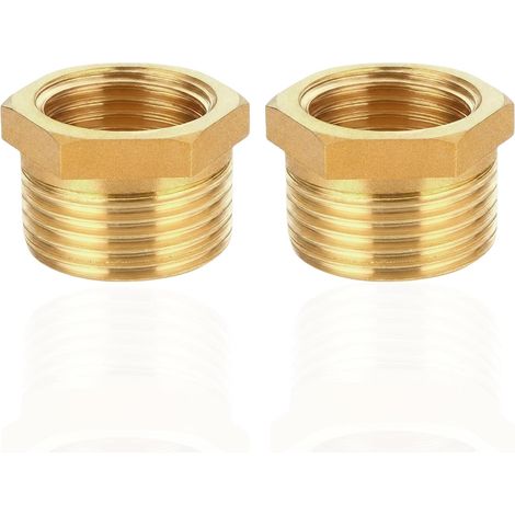 Mamelon double G1/2" (Ø 20mm) laiton mâle,4 pièces hexagonal G1/2"M/M,Raccord de jonction 2 x M Raccord fileté,Double mamelon Raccords en convient pour l'eau potable Réduit Filetage Mâle/Femelle (1/5)