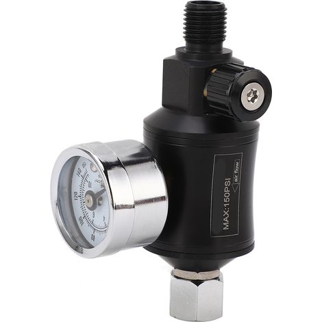 Régulateur de Pression d'Air avec Filtre et Manomètre, Vanne de Réglage Pneumatique pour Pistolet à Peinture, Entrée/Sortie 1/4 NPT (1/5)