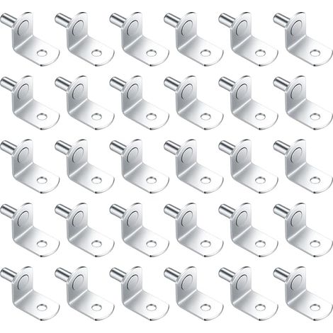 30 Pièces Chevilles de Support d'Étagère Métal, 5mm L Forme Support Équerre pour Meuble Armoire Placard Bibliothèque (1/5)