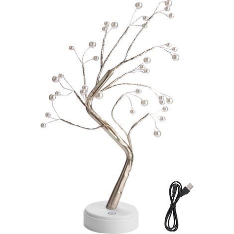 Lampe Arbre En Fil De Cuivre - 36 LED Rechargeable USB - Veilleuse Décorative Intérieure - 1 Pièce (1/5)