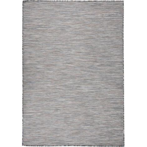 Outdoor-Teppich Flachgewebe 160x230 cm Braun und Blau