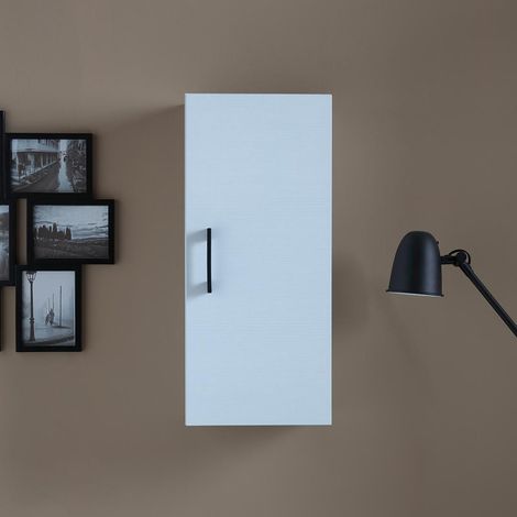Pensile Bagno Con Anta Reversibile Bianco Export E Maniglia Nera  Rimini (1/4)