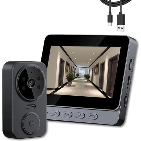Sonnette vidéo extérieure avec moniteur - Communication bidirectionnelle - Captures d'images HD - Connexion Bluetooth - Batterie longue durée - Installation facile (1/5)