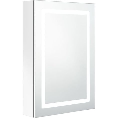 Maison Exclusive - LED-Spiegelschrank fürs Bad Glänzend Weiß 50x1