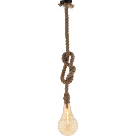 Plafonnier 16x16x25/175 Cristal/Corde Naturelle Avec Ampoule (1/3)