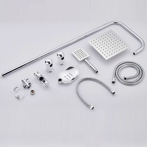 Duschsäule, Messingkörper, verchromtes Duschsystem mit verstellbarer Höhe (1/5)