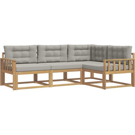 Outdoor-Sofagarnitur 3 pcs Weiß und Hellgrau Polyester vidaXL