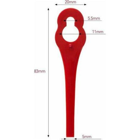Lot de 100 Lames en Plastique de Rechange pour Coupe-Bordure Florabest LIDL FRTA 20 A1, FAT 18B3, FRT18A.- (1/4)