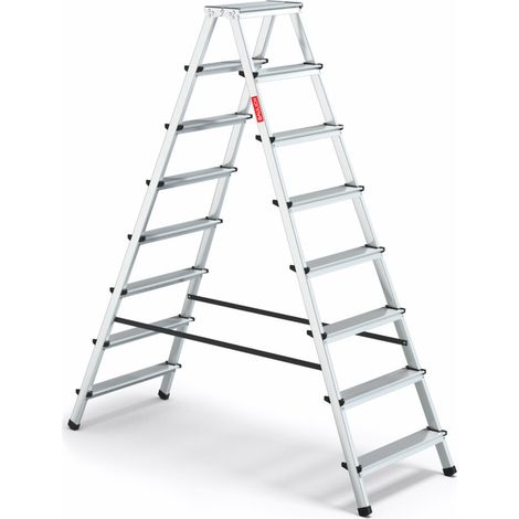Échelle HOME 2x8 en aluminium, double face, 8 marches, capacité 120 kg (1/5)