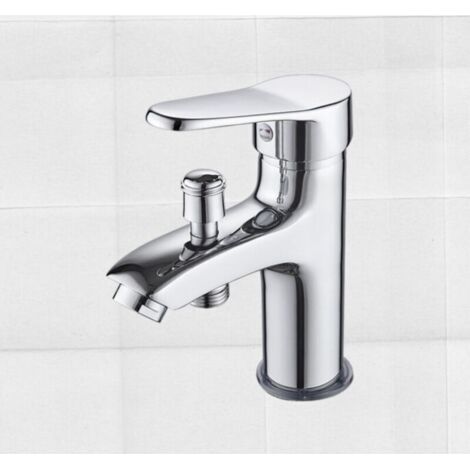 NALOOKAMIC Mitigeur de douche Robinet de douche robinet monotrou à double usage chaud et froid Alliage，Robinet de bassin chaud et froid avec douche douche douche douche double usage single hole valve 