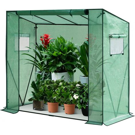 WOLTU Foliengewächshaus Treibhaus Gartenhaus PE halbtransparent 200x77x146/169 cm grün