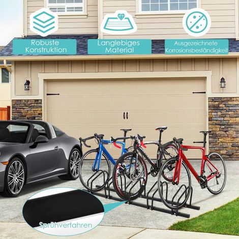 Rastrelliera per biciclette supporto da pavimento supporto con 5 posti bici nero
