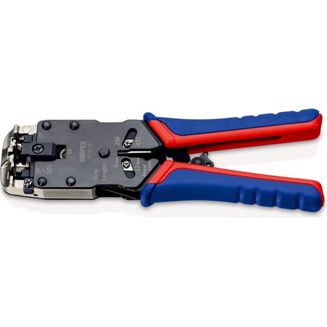 KNIPEX 97 51 12 SB Pince à sertir pour fiches Western avec poignées multimatières brunie 200 mm