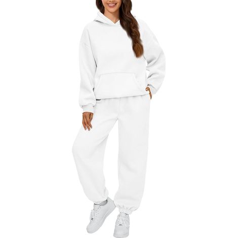 Survêtement 2 pièces pour femme - Confortable - Survêtement surdimensionné avec poches - Doublure en polaire - Jambe droite