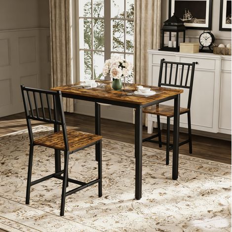 Set tavolo e sedie 3 pezzi industriale 90 x 60 cm marrone e nero HAVRYA (1/5)