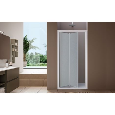 Nicchia doccia 70 cm  a soffietto con profili in alluminio bianco opaco e finitura pannelli stampato - America 4