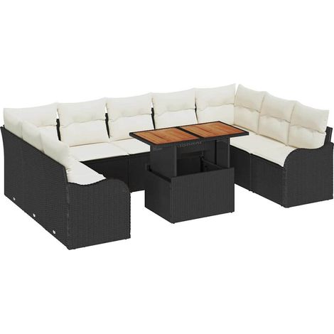 Maison Exclusive - Garten-Sofa-Set mit Speicher 10 pcs Schwarz Po