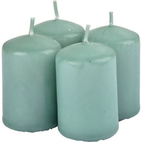 Lot de 4 Bougies Pilier "Essentiel II" 6cm Thé Vert (1/3)