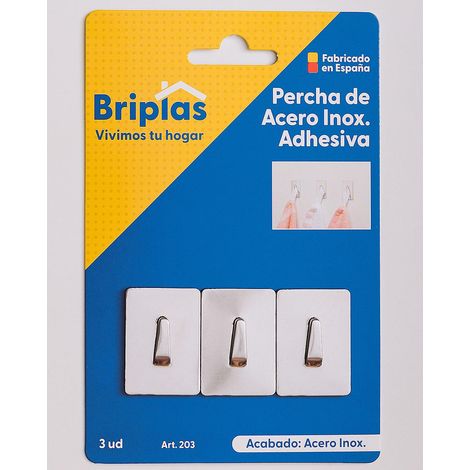 briplas colgador cocina inox adhesivo 3 u ganchos en uña  203 (1/2)