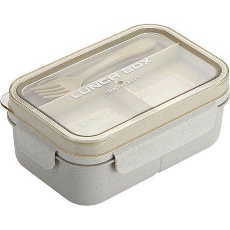Boîte à lunch en fibres de blé, compatible micro-ondes, beige