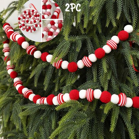 Guirlande De Boules De Noël - 180 Cm - En Fibre De Polyester - Décoration De Salle De Classe, Cheminée Et Mur - 2 Pièces (1/5)