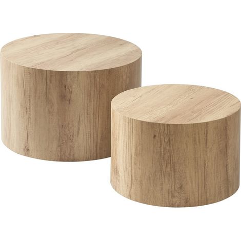 CALICOSY - Lot de 2 tables basses rondes empilables - MAIA
