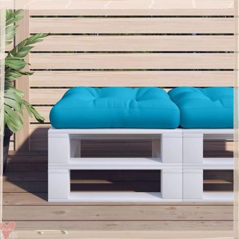 360904 Coussin de palette bleu clair 58x58x10 cm tissu (1/5)