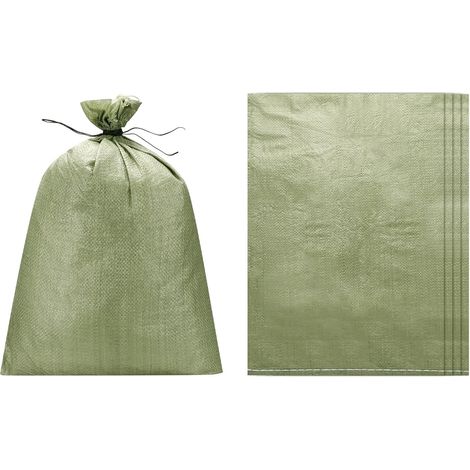 Lot de 5 sacs de sable robustes (80 x 115,1 cm, gris) (5 pièces), sacs de sable vides en polypropylène tissé, sacs de sable pour inondation, construction, sacs de terre (1/5)