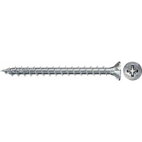 Fischer  200x  Power-Fast  II  FPF  II  CZF  4,5  x  45  mm  BC  cabeza  avellanada  con  ranura  cruciforme  PZ2  rosca  completa  galvanizado  azul  pasivado  -  670302