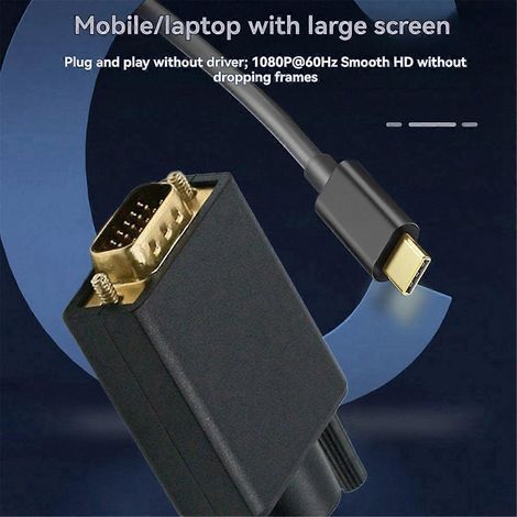 Adaptateur USB-C vers VGA, câble convertisseur USB-C vers D-Sub 15 broches pour VGA (1/5)
